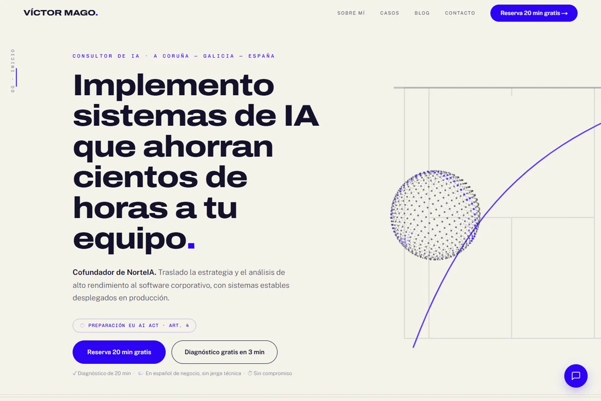Portada de la web personal de Víctor Mago